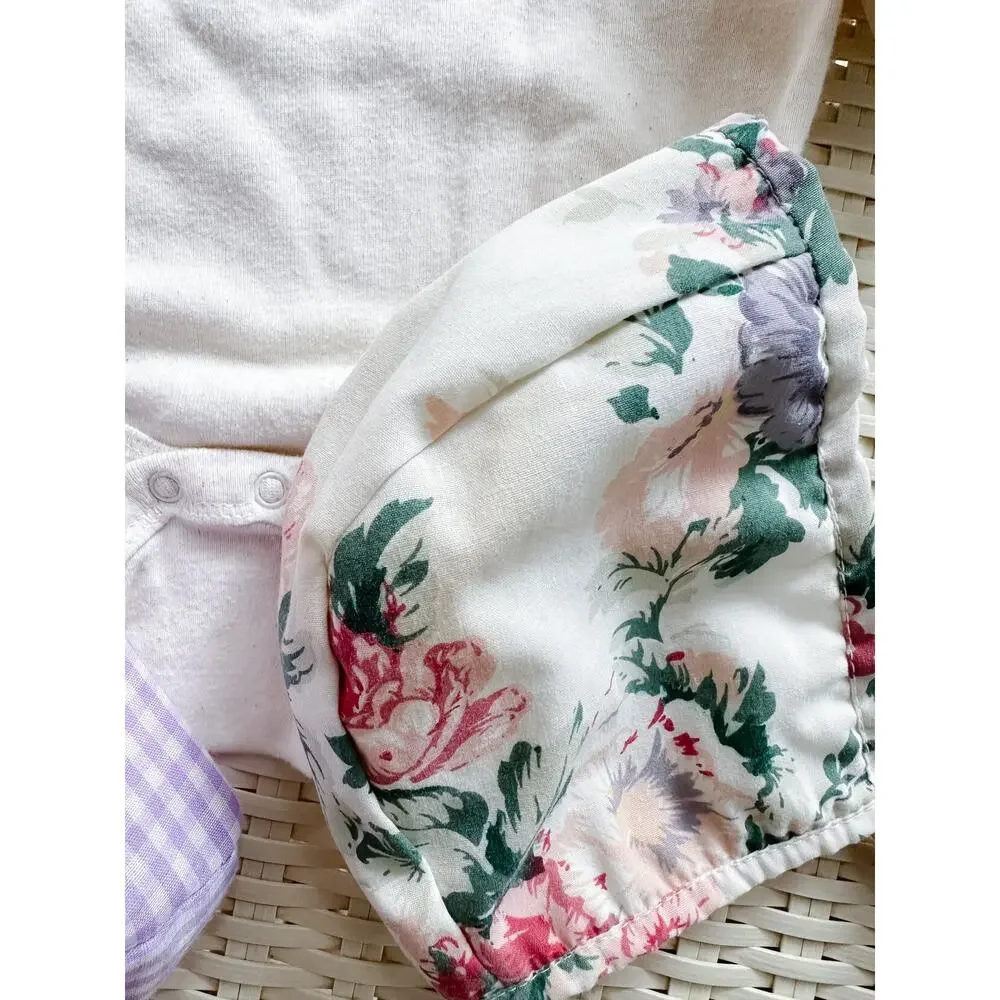 3 Darling Spring Baby Bonnets Reversible Gingham + Blooming Floral